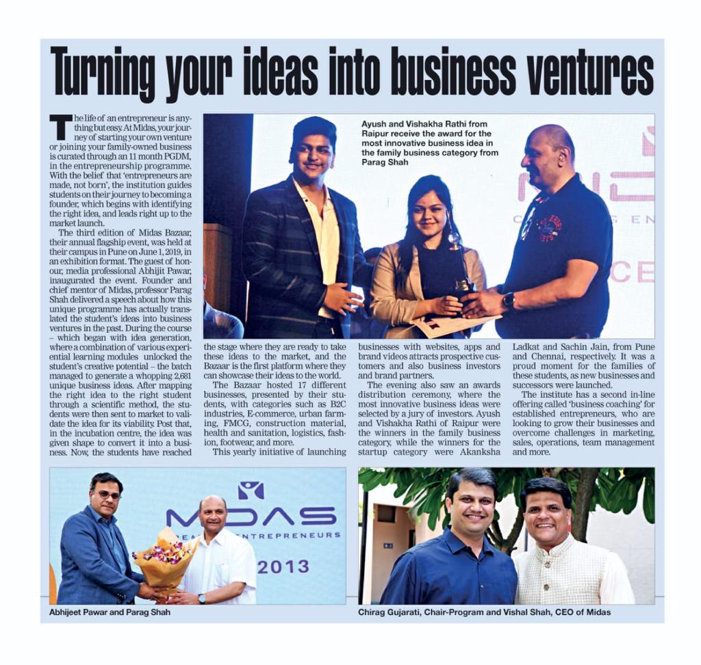 Students' businesses are featured in the newspaper.
