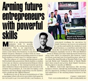 Students' businesses are featured in the newspaper.