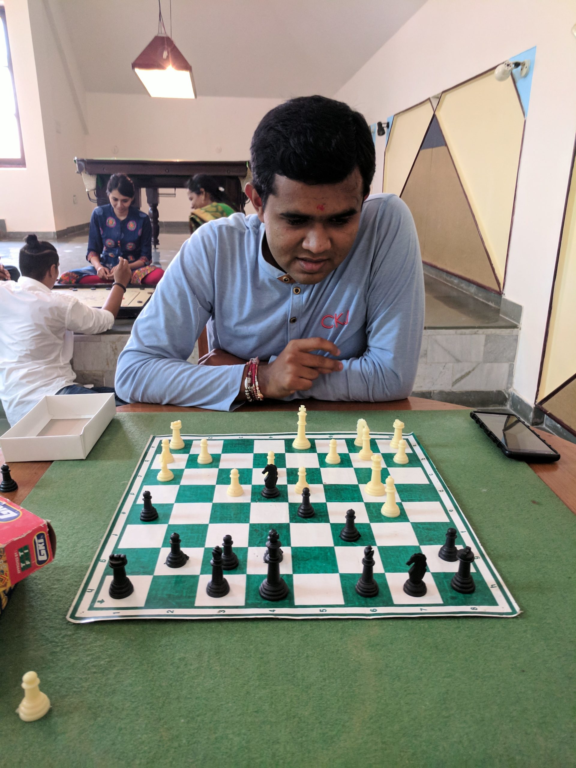 Students playing indoor games in campus