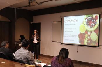 Students present their business to the JURY. Business presentation final