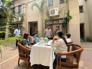 Students engaged in business psychology activity